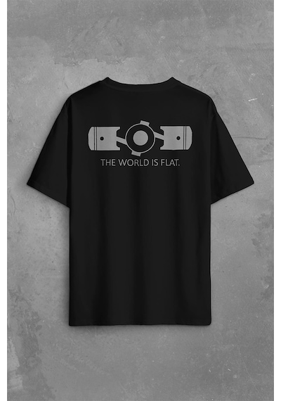 The World Is Flat Dünya Düzdür Speed Track Race Sırt Ön Baskılı Oversize Tişört Unisex T-shirt 001