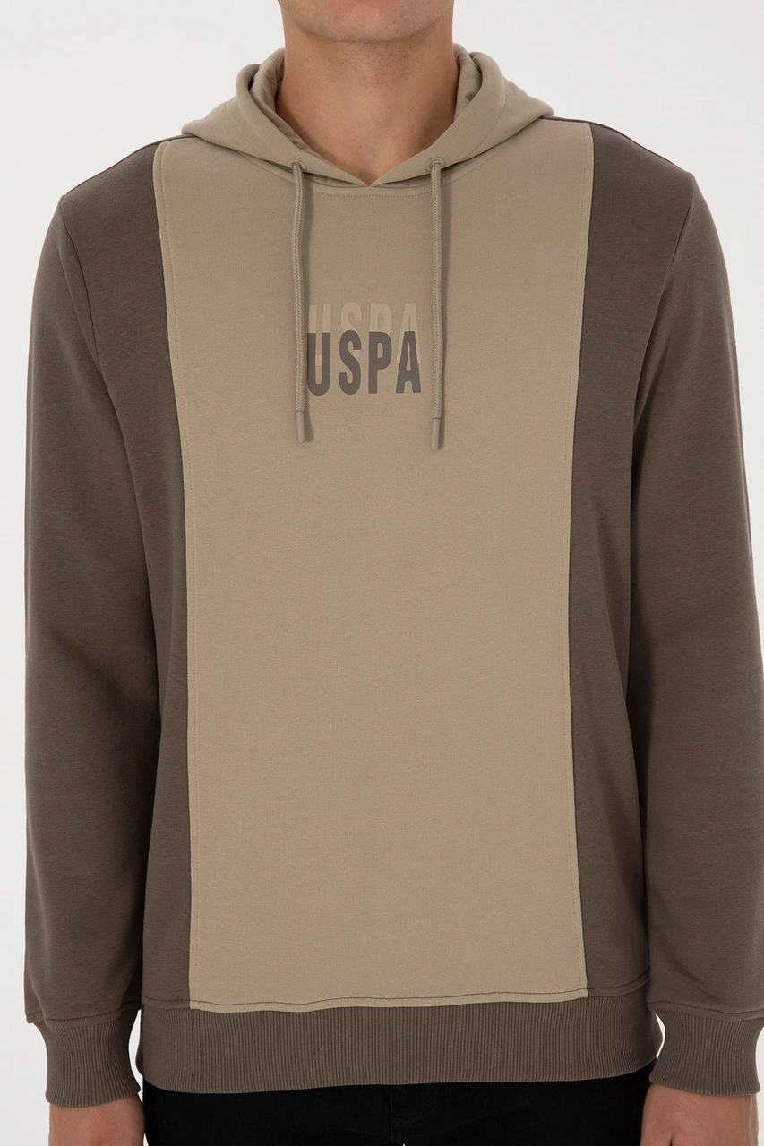 U.S. Polo Assn. Erkek Regular Fit Kapüşonlu Vizon Sweatshirt 50316365-VR052