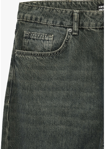 Koton Pamuklu Düz Paça Vintage Straight Fit Jean Pantolon Petrol 7wam40167nd