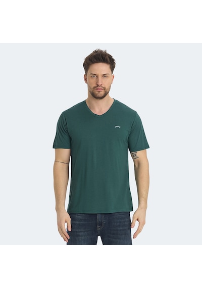 Slazenger KRAKKER Erkek V Yaka Yeşil Tişört