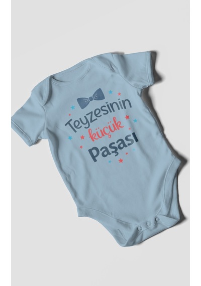 Morivokids Teyzesinin Küçük Paşası Kısa Kollu Bebek Body Bebe Mavisi