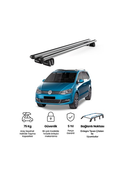 Pençe Volkswagen Sharan Ara Atkı 2010-2022 Uyumlu Gri Ara Atkı Port Bagaj Tavan Barı