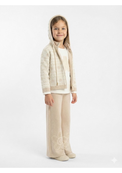 Xo Kids Kız Çocuk 3lu Alt Üst Takım 6-14 Yaş 801 Bej