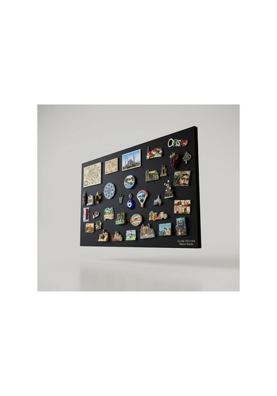 Globe Trotter Siyah Manyetik Magnet Panosu, Ekstra Büyük Boy Duvar Tipi Metal Magnet Saklama Ve Sunum Panosu 90x52 Cm - 943182827 60 X 90