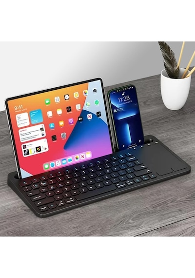 Şarjlı Bluetooth Touchpad Klavye Dual Bağlantı Galaxy Tab S9 Fe Uyumlu Hızlı Ve Kolay Kablosuz Bağlantı Tablet Ve Telefon İle Kullan Türkçe Q Klavye Zr731