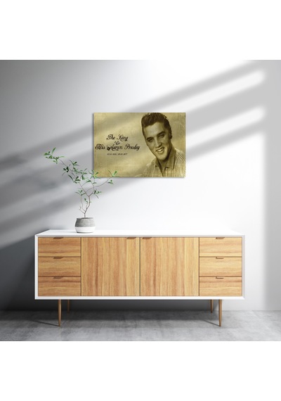 Cakasepetim Kral Elvis Aaron Presley Sepya Portre Ahşap Mdf Tablo