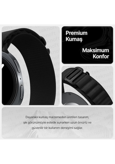 Samsung Galaxy Watch 9/8 40mm/44mm Ve Watch 8 Classic 46mm İle Uyumlu Metal Bağlantılı, Hafif Ve Yumuşak Kumaş Alpine Loop Kordon Çok Renkli