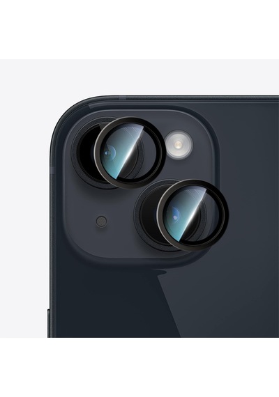 Apple Uyumlu   iPhone 14 Caseworld Alloy Serisi Oleofobik Anti Reflective Kamera Lens Koruyucu Siyah