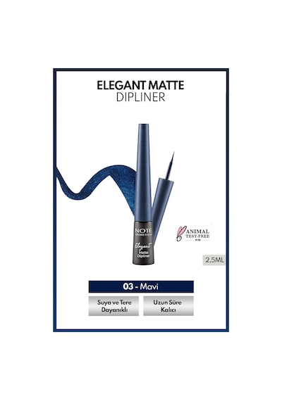 Note Cosmetique Elegant Matte Dipliner Waterproof Suya Dayanıklı - 03 Navy Blue - Mavi Note Cosmetique Elegant Matte Dipliner Waterproof Suya Dayanıklı - 03 Navy Blue - Mavi