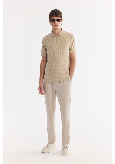 Avva Erkek Vizon Kıvrılmaz Polo Yaka Fermuarlı Regular Fit T-shirt A61y1046