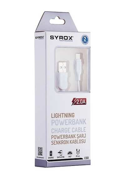 Syrox Lightning Apple iPhone Uyumlu Hızlı Şarj Ve Data Kablosu Syrox Ürünü