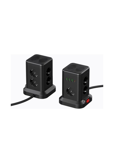 Akım Korumalı Priz Kablosuz Şarj İstasyonu 7x Soket 3x Usb 1xtype-c Kablolu Grup Priz Çoğaltıcı 2 M