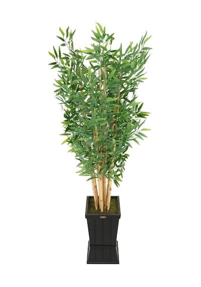 Yapay Çiçek Deposu Ahşap Saksıda Yapay Bambu Ağacı 9 Çubuklu 180 Cm