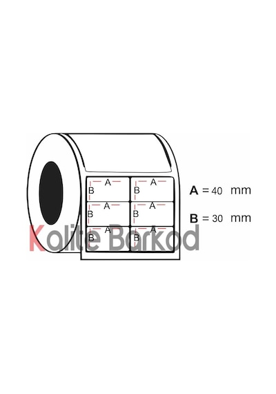 40X30 Yanyana 2'Li Termal Etiket Rulo Barkod Etiket Kalite Ba