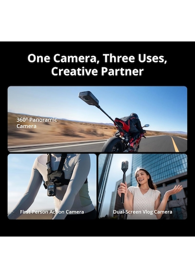 Osmo 360 Adventure Combo - 1 İnç Sensörlü 360 Derece Kamera, Yerel 8k-360 Video, 120mp Panoramik Fotoğraflar, 100