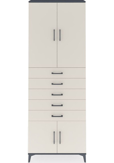 Arges Dolap 3 Raflı 5 Çekmeceli 4 Kapaklı 88x30x243 Antrasit-... Antrasit