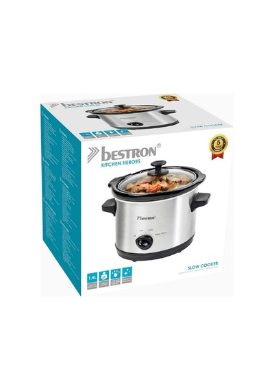 Bestron 1.5 L Slow Cooker Kompakt 2 Kişilik Yavaş Pişirici 120w Silver Elektrikli Tencere/tavalar Gümüş