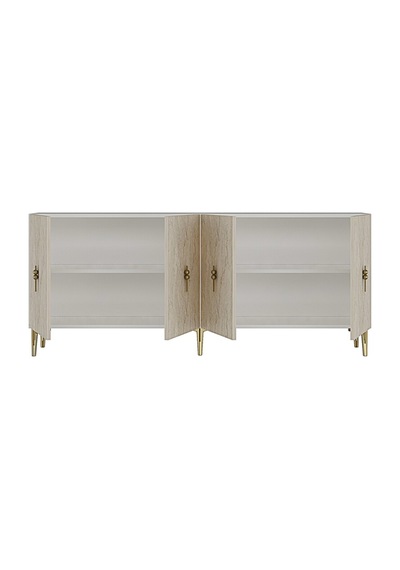 Ka1812btg Salkım Konsol Ve Tv Sehpası Beyaz-traverten-gold 180cm Beyaz - Traverten - Altın