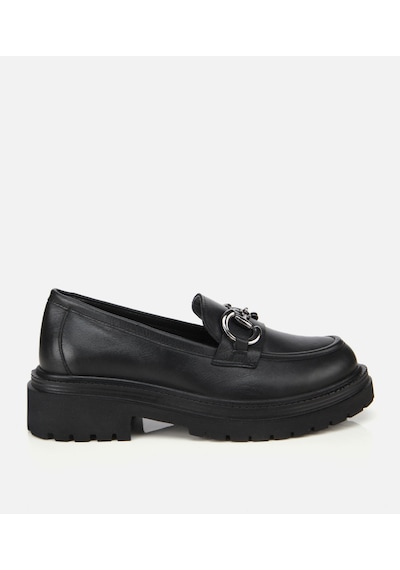 Hotiç Kadın Deri Siyah Tokalı Yüksek Tabanlı Klasik Loafer 01ayh314430a100 01ayh314430a100 Siyah