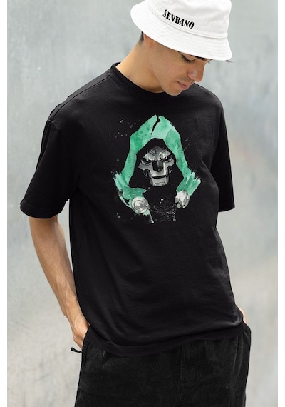 Doctor Doomsday Marvel Karakter Baskılı Unisex Oversize Doom Tişö Siyah
