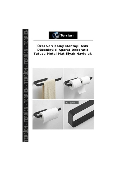 Özel Seri Kolay Montajlı Askı Düzenleyici Aparat Dekoratif Tutucu Metal Mat Siyah Havluluk Çok Renkli