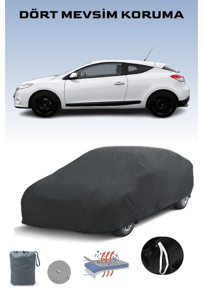 Siyah, Renault Megane Coupe 2008 - 2015, Araba Brandası, Oto Örtüsü, Araba Çadırı Siyah