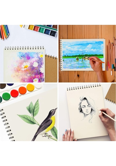 Eskiz Defteri A5 Boyutunda 160 Gr Üstten Telli Karakalem Sketch Book 25 Yaprak - 1 Adet Beyaz