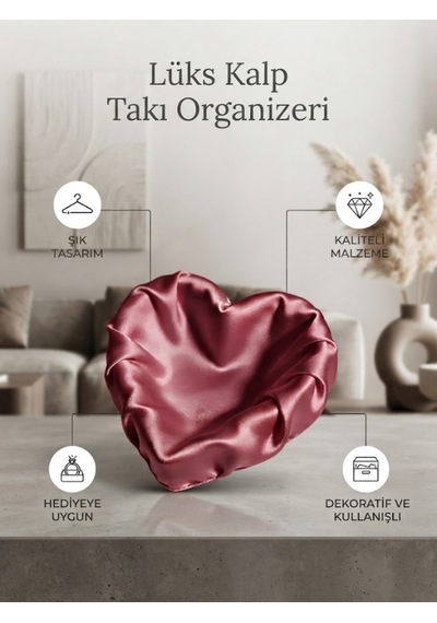 Kalp Formunda Aksesuar Kutusu Ve Dekoratif Takı Çanağı Pembe
