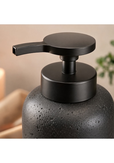The Voguemaxima Siyah Xl Taş Dokulu Sıvı Sabunluk 9x24 Cm