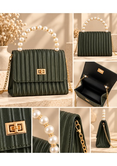 Elpida Bags Haki Incili Omuz Çantası - Kartlık, Cep Aynası, Saç Tokası & Kişiye Özel Charm Hediye Seti Haki - Siyah Elpida Bags Haki Incili Omuz Çantası - Kartlık, Cep Aynası, Saç Tokası & Kişiye Özel Charm Hediye Seti Haki - Siyah