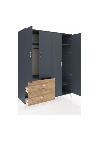 Kronos Gardrop 4 Raflı 2 Çekmeceli 2 Askılı 176x59x221 Antrasit-antrasit/çam Antrasit/çam Kronos Gardrop 4 Raflı 2 Çekmeceli 2 Askılı 176x59x221 Antrasit-antrasit/çam Antrasit/çam