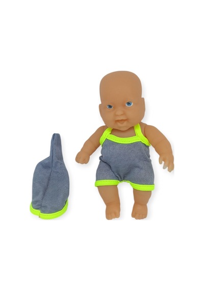 20 Cm Sevimli Et Bebek - Çıkarılabilir Neon Kıyafetli Gerçekçi Oyuncak Bebek - Gri - Sarı 1 Adet