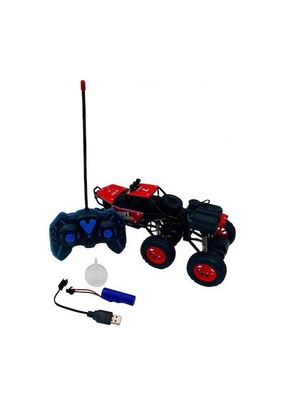 Uzaktan Kumandalı Şarjlı 6 Tekerlekli Off-road Arazi Aracı Duman Atan Drift Arabası 1:18 Ölçek Kırmızı