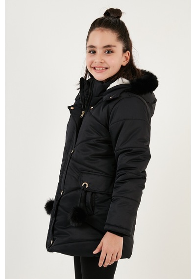 Lela Içi Peluş Astarlı Kapüşonlu Şişme Kız Çocuk Mont 6035034 Siyah