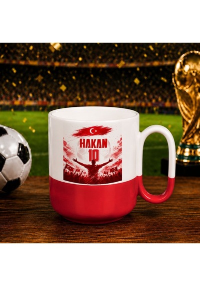 Bk Gift Kişiye Özel Türkiye Taraftar Temalı 2026 Dünya Kupası Tasarımlı Kırmızı Joyful Kupa Bardak -7, Tek Yürek Milli Takım Ruhu Beyaz