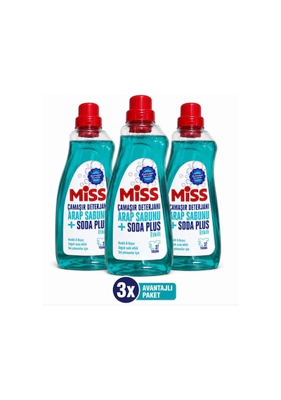 Miss Sıvı Çamaşır Deterjanı Arap Sabunu Ve Soda Etkili 1500 Ml X 3