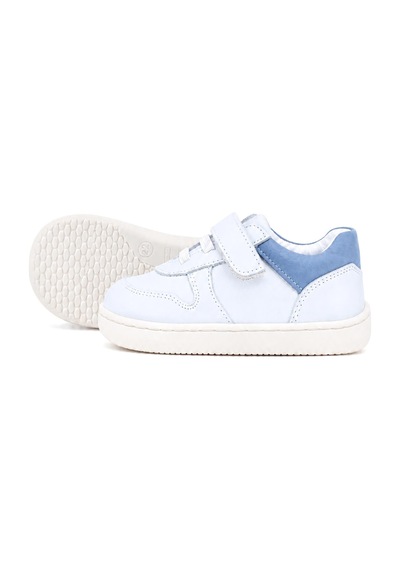 Rakerplus Bob Hakiki Deri Beyaz Nubuk Mavi Cırtlı Bebek Sneaker Ayakkabı