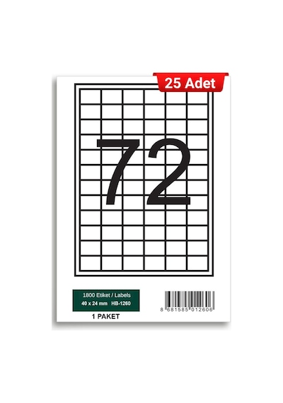 Herboy Hb-1260 40 X 24 Mm A4 Laser Etiket 25 Adet
