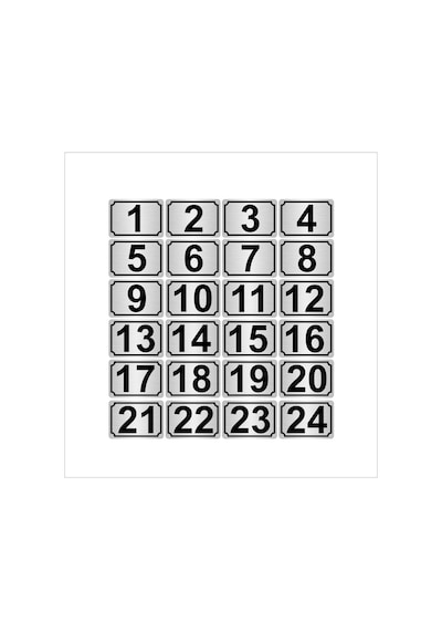 Metal Kapı,Masa,Dolap Numarası 3,5Cmx5Cm 24 Adet (1…24) (429037471)