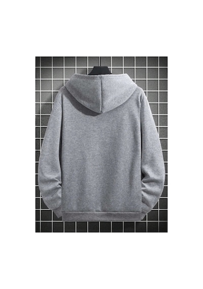Tarzsokak Unisex Kadın/erkek Geyik Renkli Oversize Kapüşonlu Sweatshirt Gri