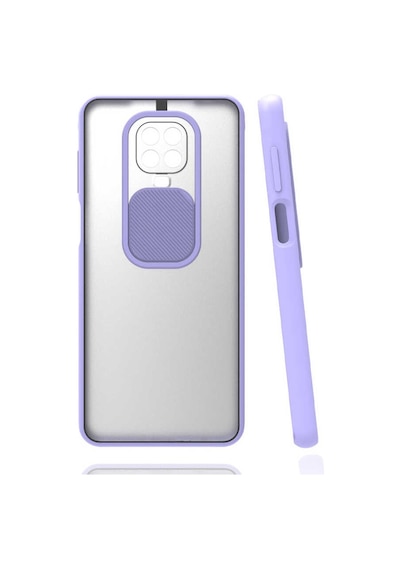 Kilifone - Xiaomi Uyumlu Redmi Note 9s - Kılıf Slayt Sürgülü Arkası Buzlu Lensi Kapak - Lila