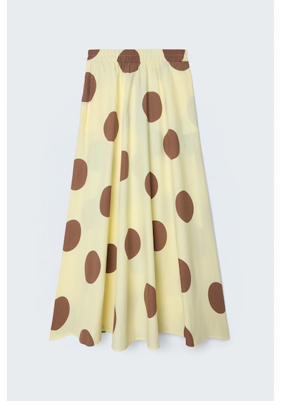 Sateen Puantiye Desenli Poplin Etek - Sarı-137636