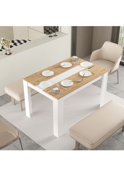 Aven Yemek Masası 120x80 Sepet-beyaz Ave21-sw Sepet Ceviz - Beyaz
