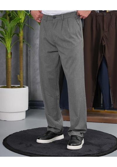 Modefendi Baggy Kesim Pile Detaylı Kumaş Pantolon Gri Modefendi Baggy Kesim Pile Detaylı Kumaş Pantolon Gri