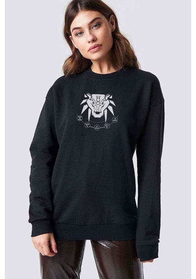 The Witcher School Of The Bear Baskılı Siyah Kadın Sweashirt