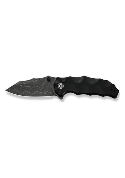 Civivi Natterjack Milled Black G10 Handle Damascus Blade Kamp Çakı Siyah