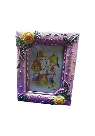 9x13 Cm Plastik Fotoğraf Çerçevesi - Renkli Çiçek Desenli Camlı Çerçeve