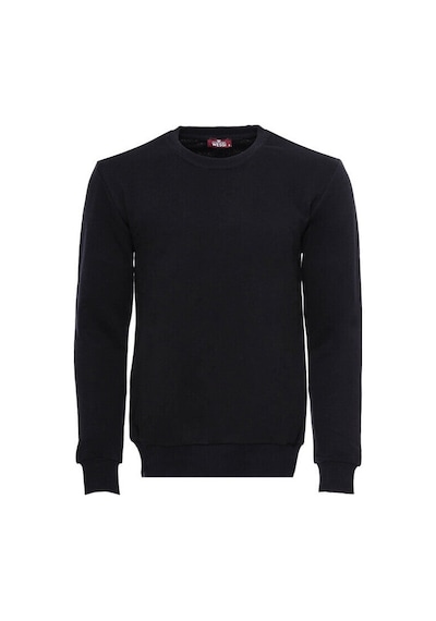 Wessi Siyah Desensiz Bisiklet Yaka Sweatshirt Siyah