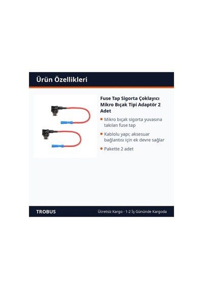 Trobus Fuse Tap Sigorta Çoklayıcı Mikro Bıçak Tipi Adaptör 2 Adet Diğer