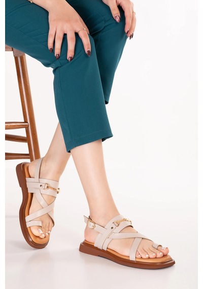 Gondol Hakiki Deri Vaketa Parmak Arası Sandalet Crm.501 Vizon Gondol Hakiki Deri Vaketa Parmak Arası Sandalet Crm.501 Vizon